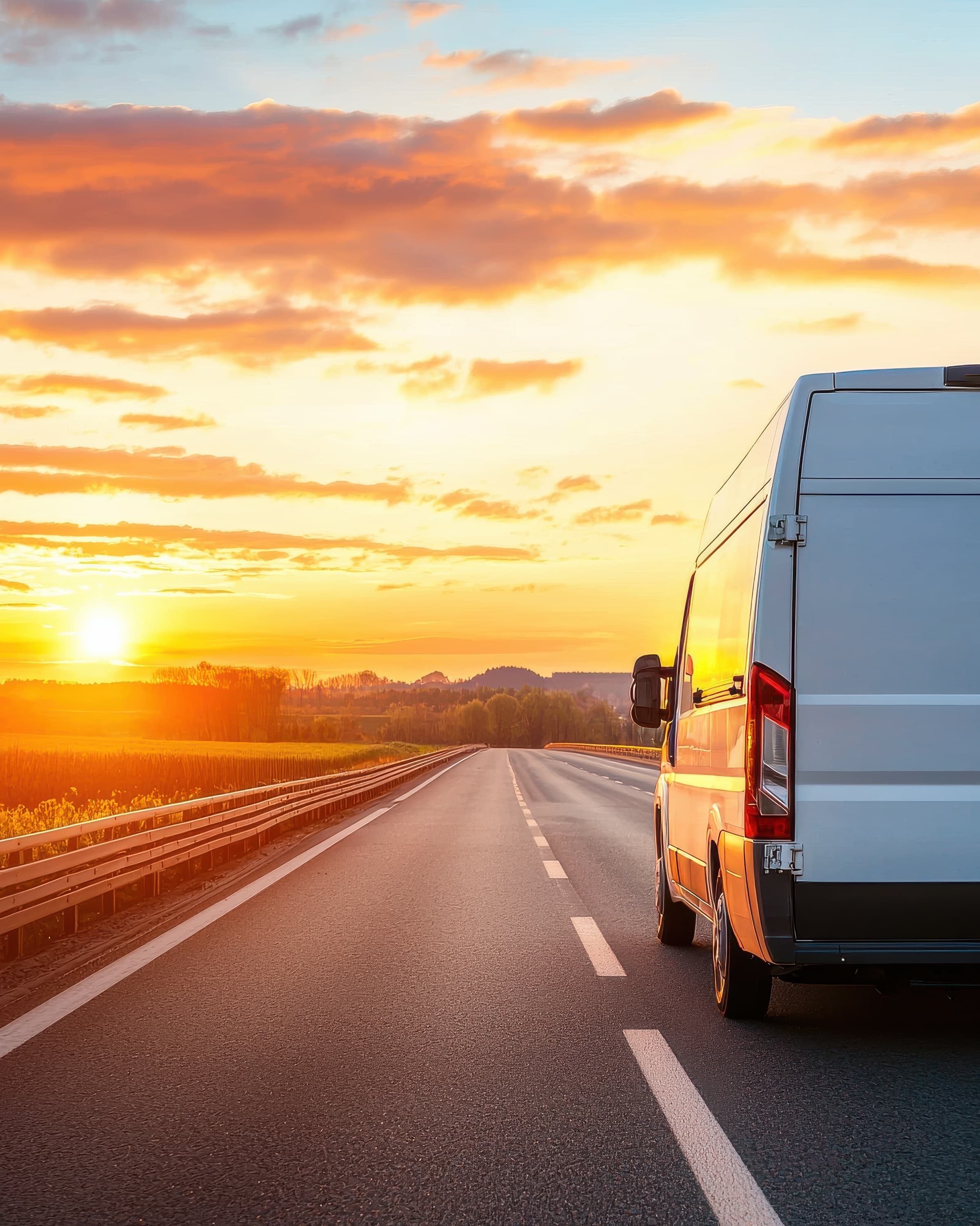 Moropa Services van on the open road at sunrise